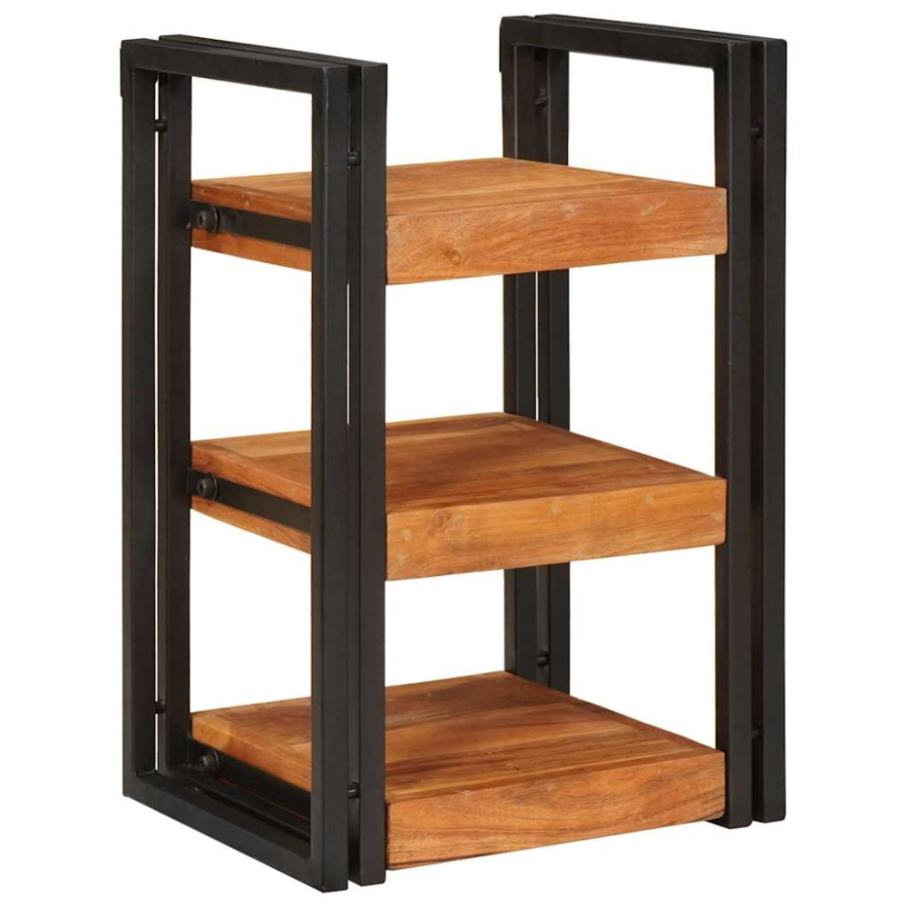 Produktbild för Sängbord Brun och svart 38 x 33 x 58 cm Massivt Trä Akacia