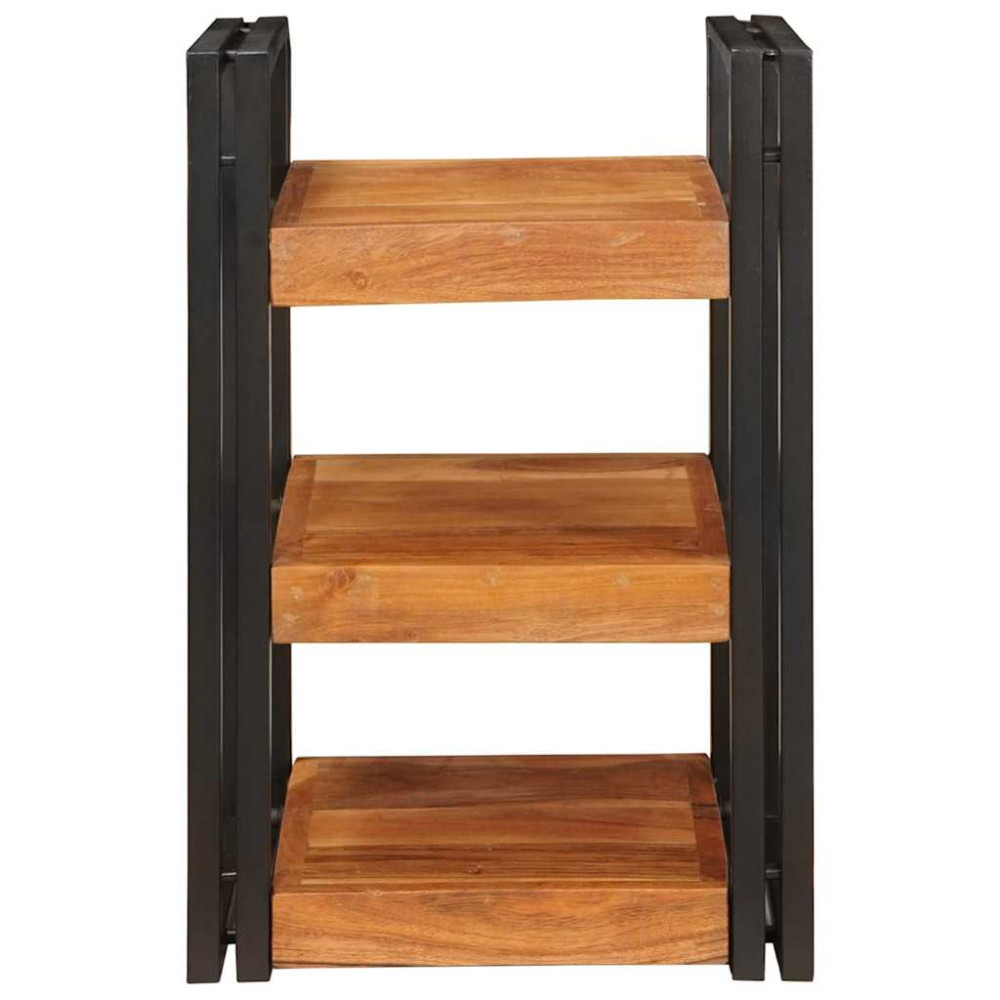 Produktbild för Sängbord Brun och svart 38 x 33 x 58 cm Massivt Trä Akacia