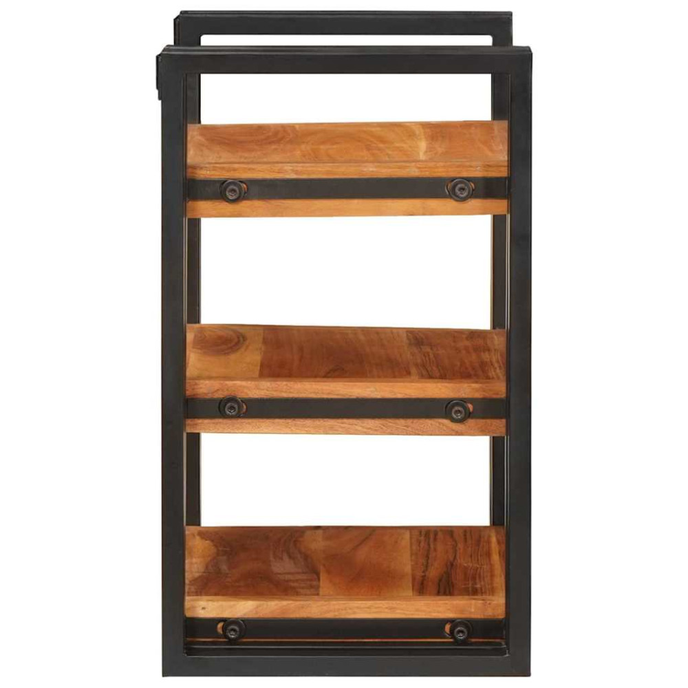 Produktbild för Sängbord Brun och svart 38 x 33 x 58 cm Massivt Trä Akacia