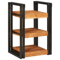Produktbild för Sängbord Brun och svart 38 x 33 x 58 cm Massivt Trä Akacia