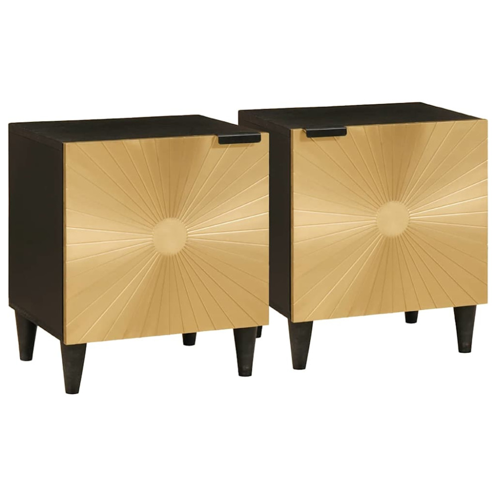 Produktbild för Nattduksbord 2 pcs Svart och Guld 40 x 33 x 46 cm