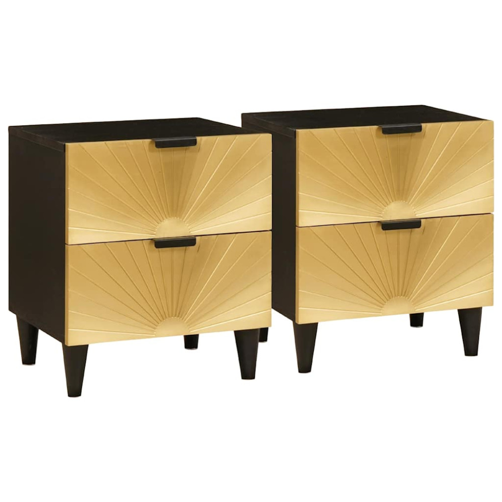 Produktbild för Nattduksbord 2 pcs Svart och Guld 40 x 33 x 46 cm