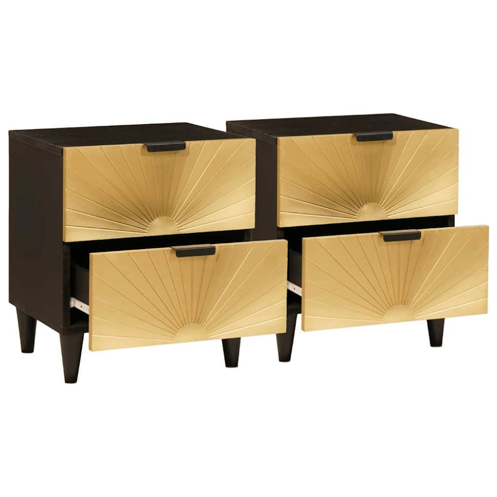 Produktbild för Nattduksbord 2 pcs Svart och Guld 40 x 33 x 46 cm