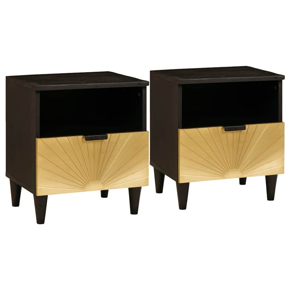Produktbild för Nattduksbord 2 pcs Svart och Guld 40 x 33 x 46 cm