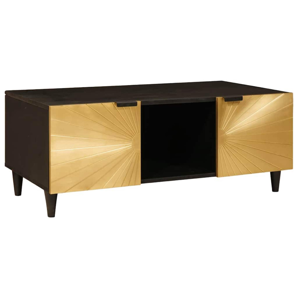 Produktbild för Kaffeebord Svart och Guld 100 x 54 x 40 cm Konstruerat trä