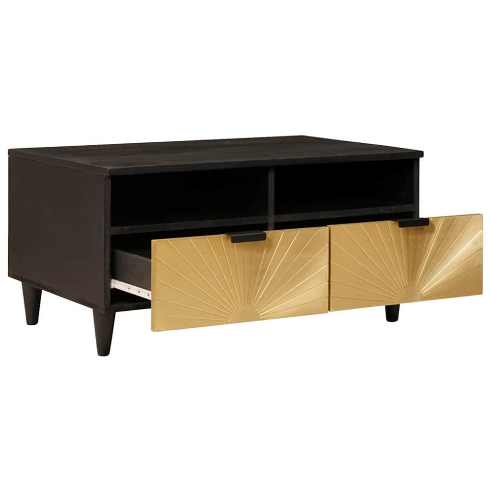 Produktbild för Kaffeebord Svart och Guld 40 x 33 x 46 cm Konstruerat trä