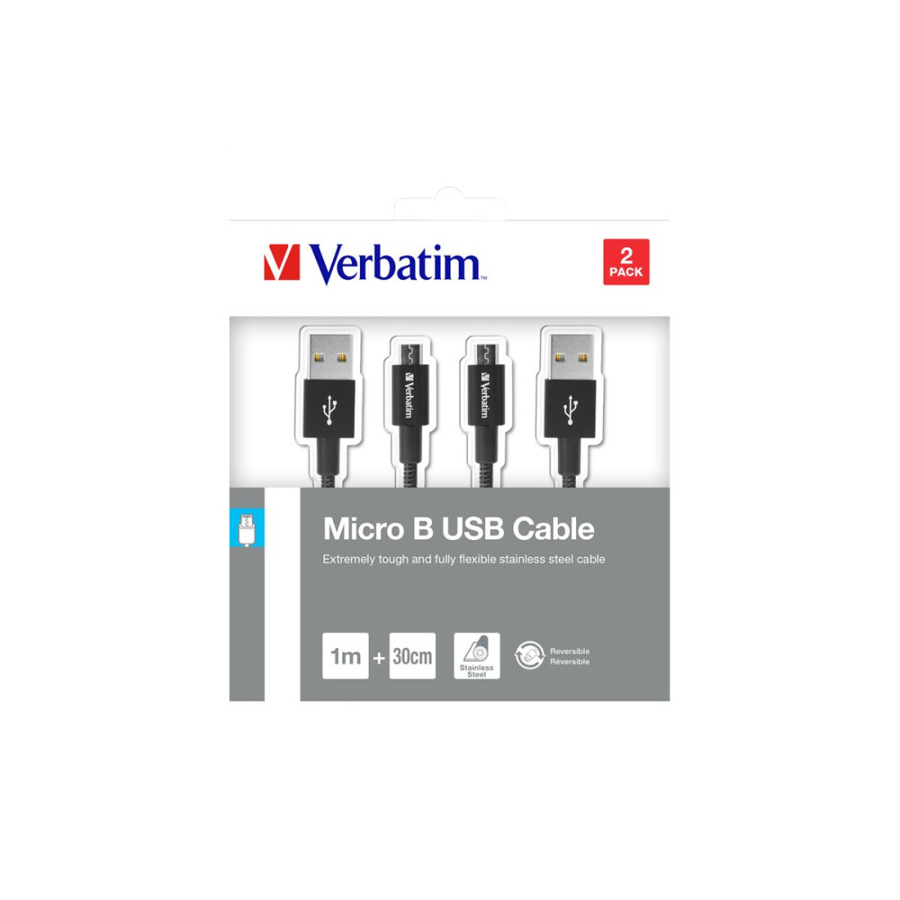 Produktbild för Verbatim Sync and Charge - USB-kabelsats - USB till mikro-USB typ B