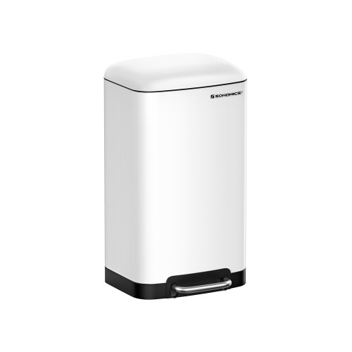 Songmics Trash Can White, Black/stainless Steel 35x33x62cm