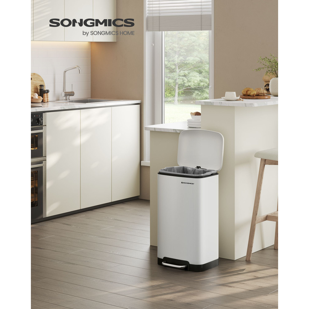 Produktbild för Trash Can White, Black/stainless Steel 35x33x62cm