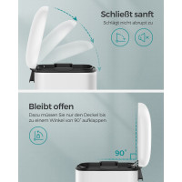 Produktbild för Trash Can White, Black/stainless Steel 35x33x62cm