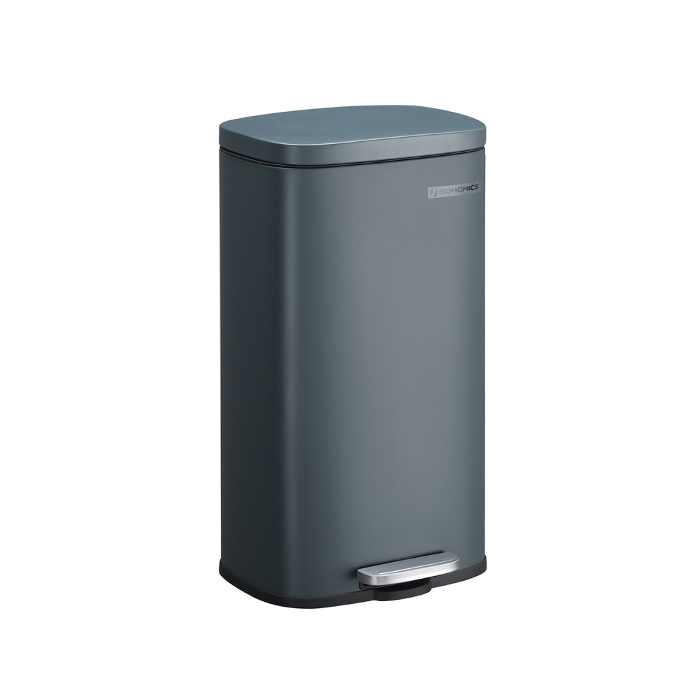 Produktbild för Trash Can Grey, Smoke Gray+black/stainless Steel 35x30x63cm