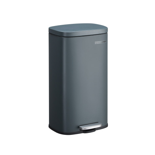 Songmics Trash Can Grey, Smoke Gray+black/stainless Steel 35x30x63cm