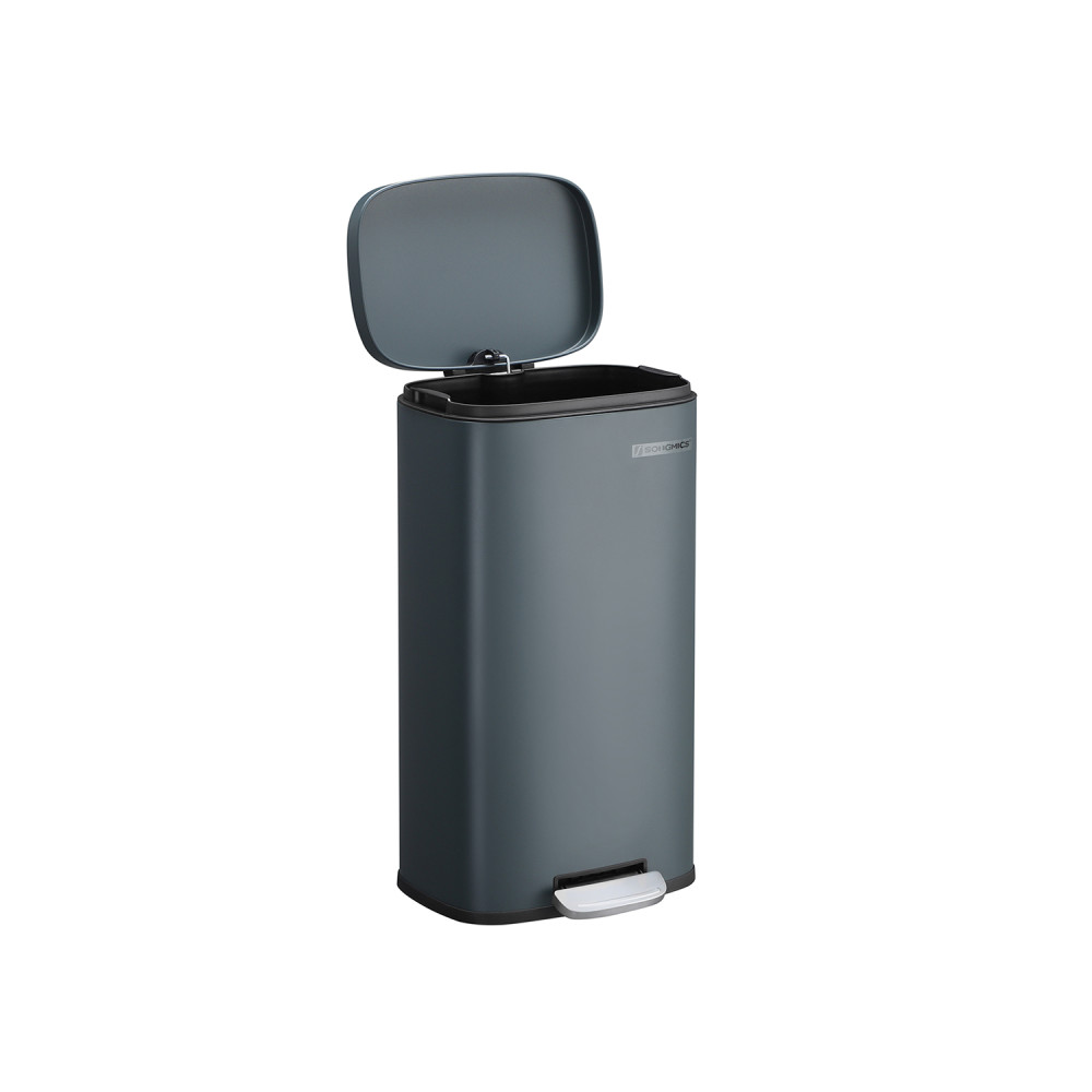 Produktbild för Trash Can Grey, Smoke Gray+black/stainless Steel 35x30x63cm