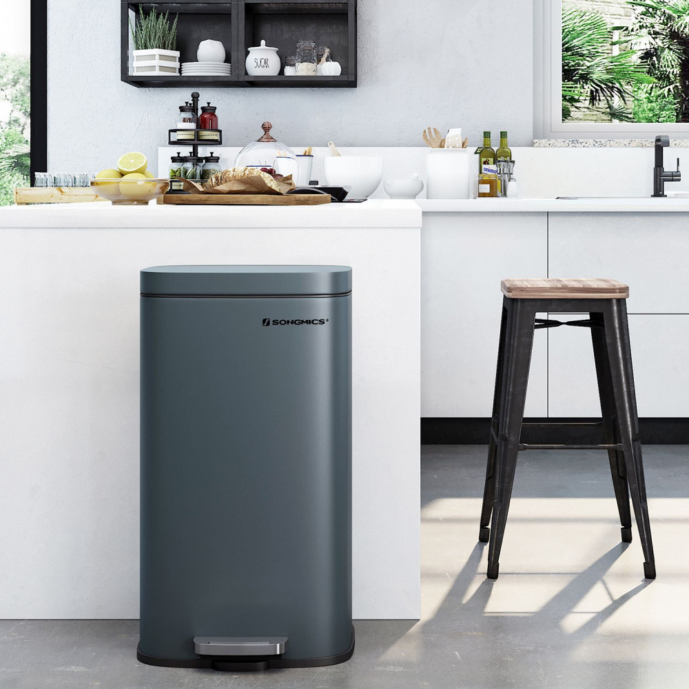 Produktbild för Trash Can Grey, Smoke Gray+black/stainless Steel 35x30x63cm