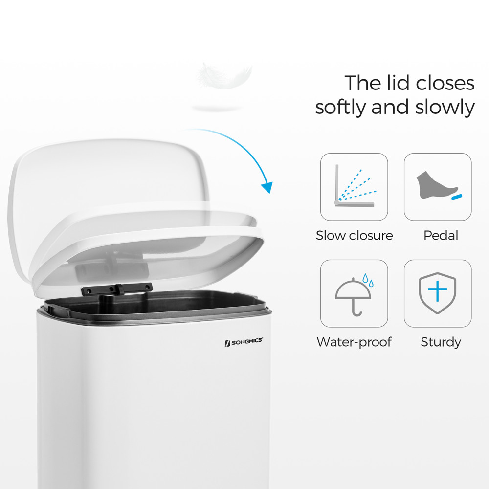 Produktbild för Trash Can White, Black 43x37x63cm