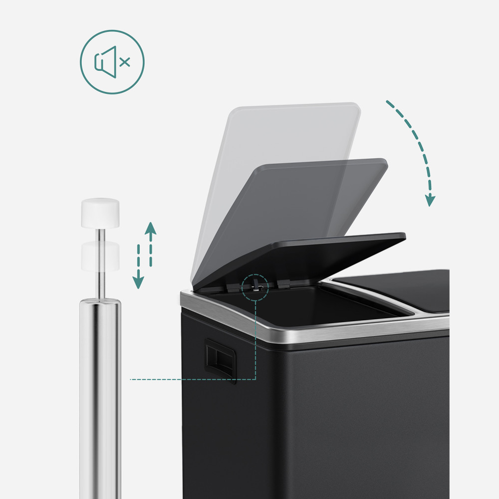 Produktbild för Trash Can Black, Black/stainless Steel 41x36x47cm