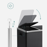 Produktbild för Trash Can Black, Black/stainless Steel 41x36x47cm