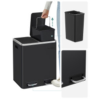 Produktbild för Trash Can Black, Black/stainless Steel 41x36x47cm