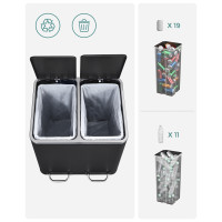 Produktbild för Trash Can Black, Black/stainless Steel 41x36x47cm