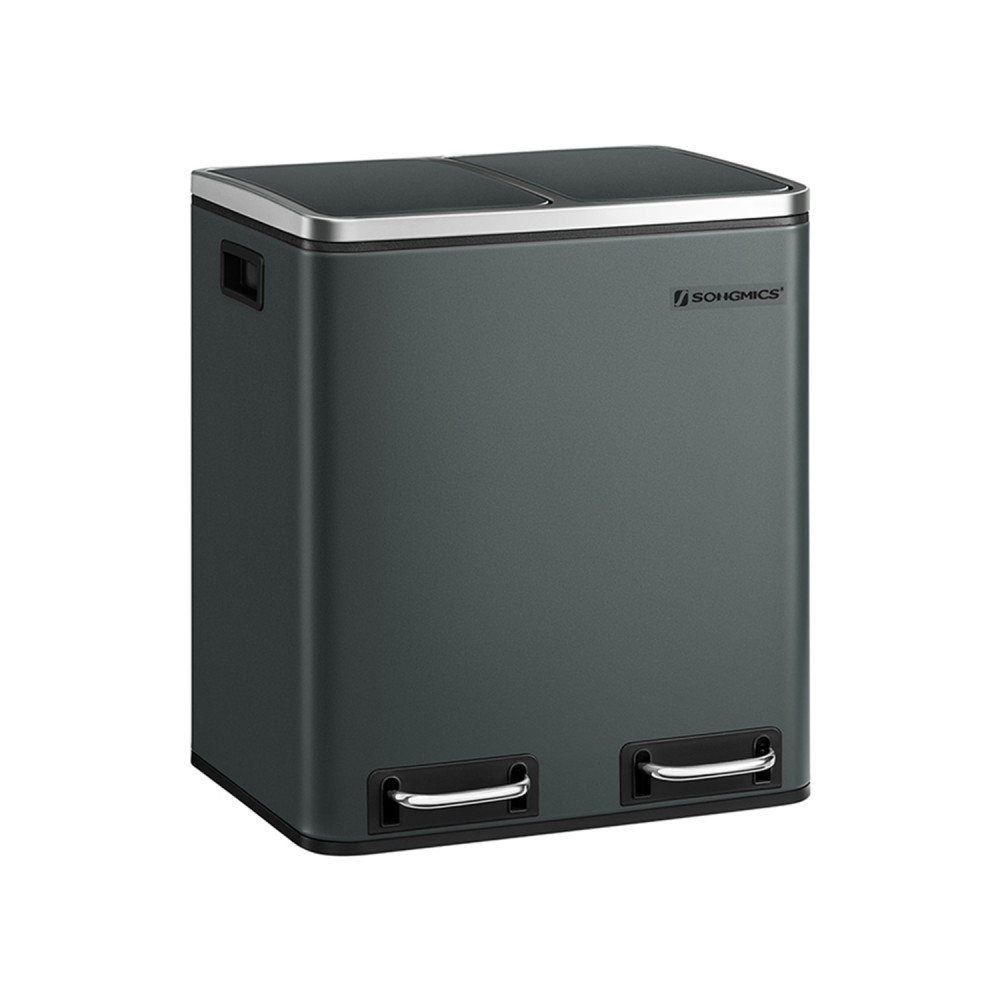 Produktbild för Trash Can Grey, Smoke Gray+black/stainless Steel 41x36x47cm