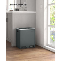Produktbild för Trash Can Grey, Smoke Gray+black/stainless Steel 41x36x47cm