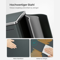 Produktbild för Trash Can Grey, Smoke Gray+black/stainless Steel 41x36x47cm