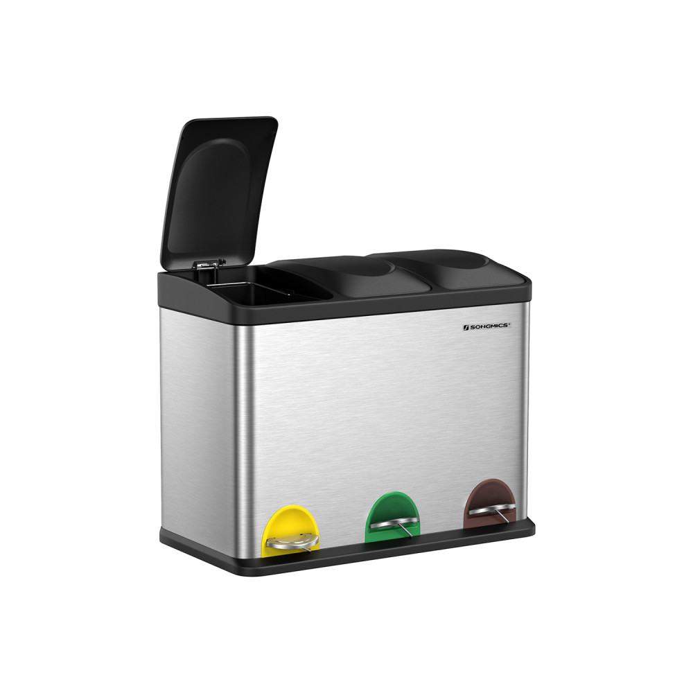 Produktbild för Trash Can Silver, Black 61x41x49cm