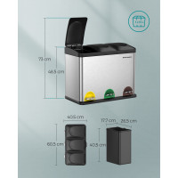 Produktbild för Trash Can Silver, Black 61x41x49cm