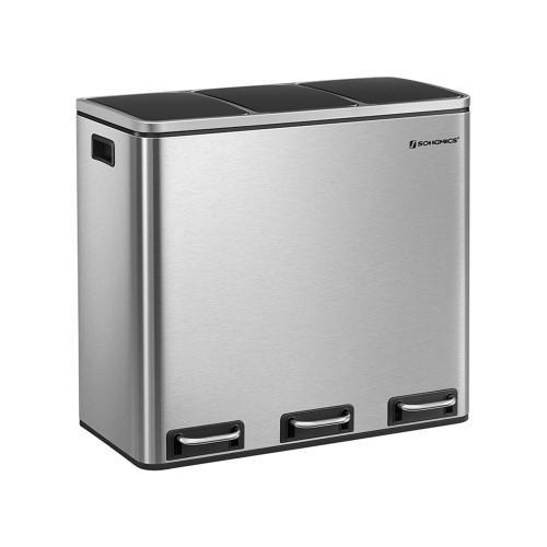 Songmics Trash Can Silver, Black 61x34x56cm