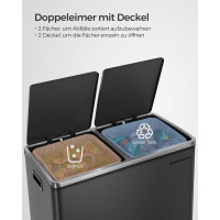 Produktbild för Trash Can Black 59x36x65cm