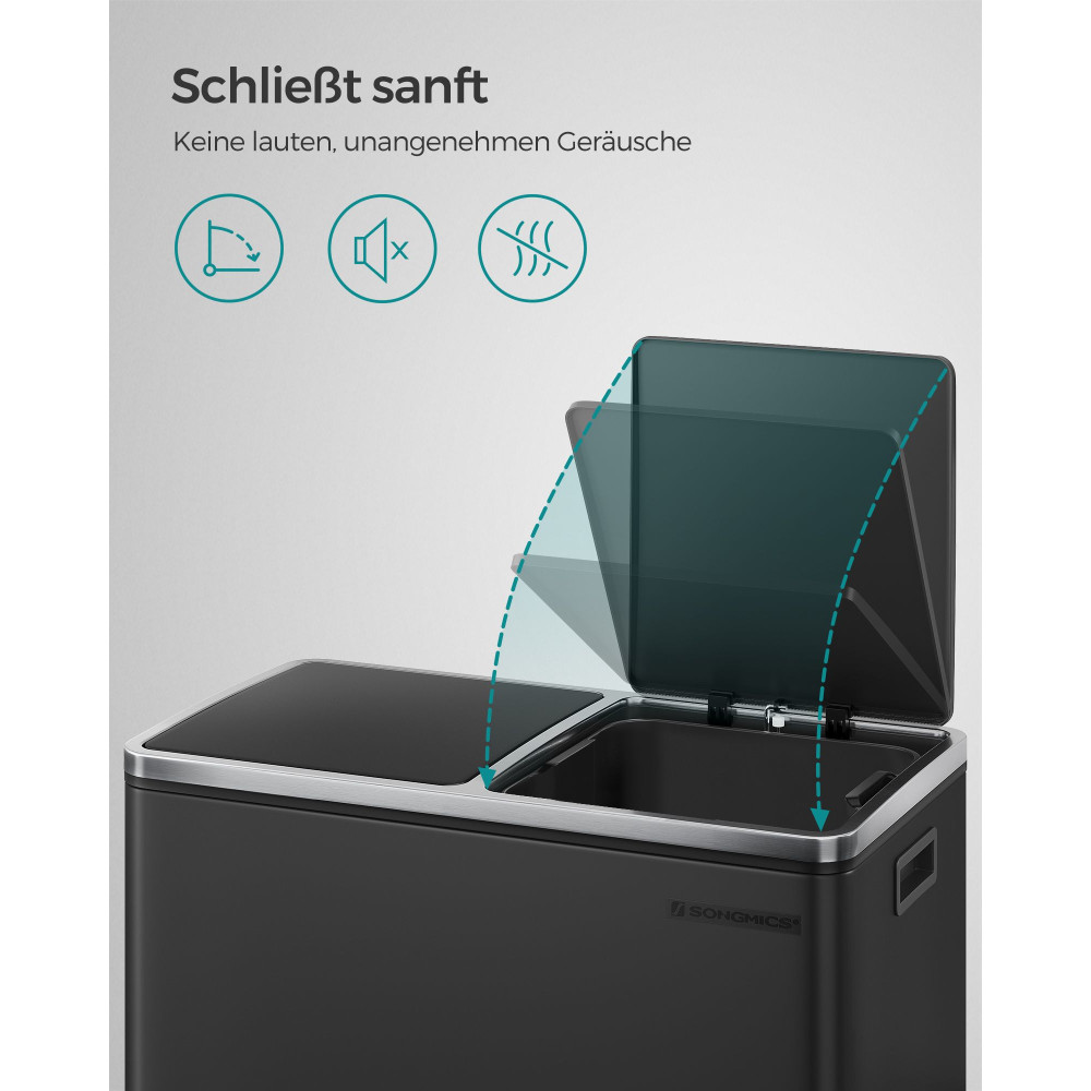 Produktbild för Trash Can Black 59x36x65cm
