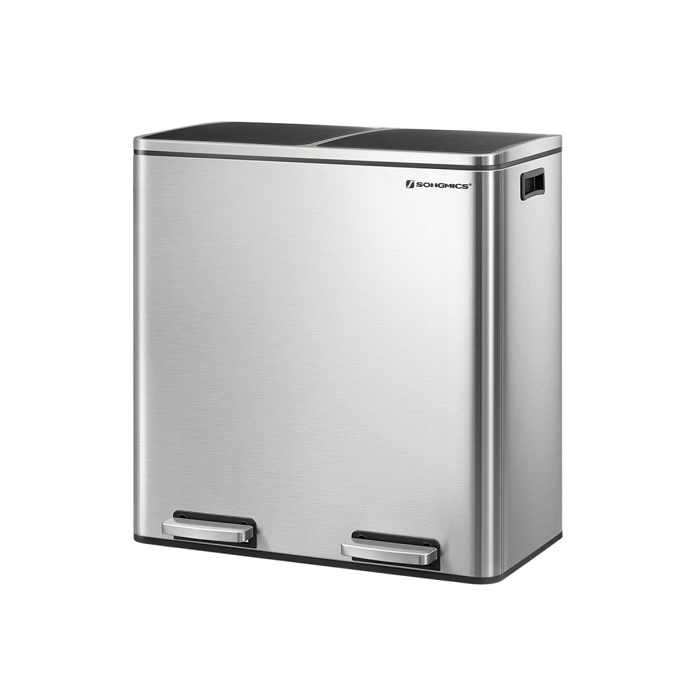 Produktbild för Trash Can Silver, Black 59x36x65cm