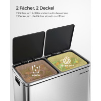 Produktbild för Trash Can Silver, Black 59x36x65cm