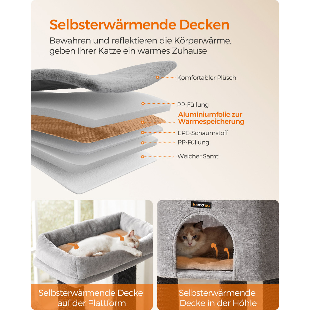 Produktbild för Cat Tree Grey 50x50x160cm