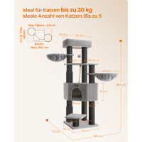 Produktbild för Cat Tree Grey 50x50x160cm