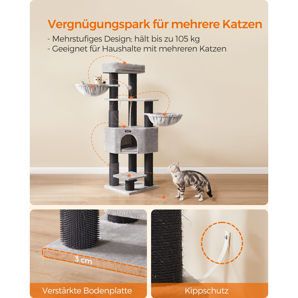 Produktbild för Cat Tree Grey 50x50x160cm