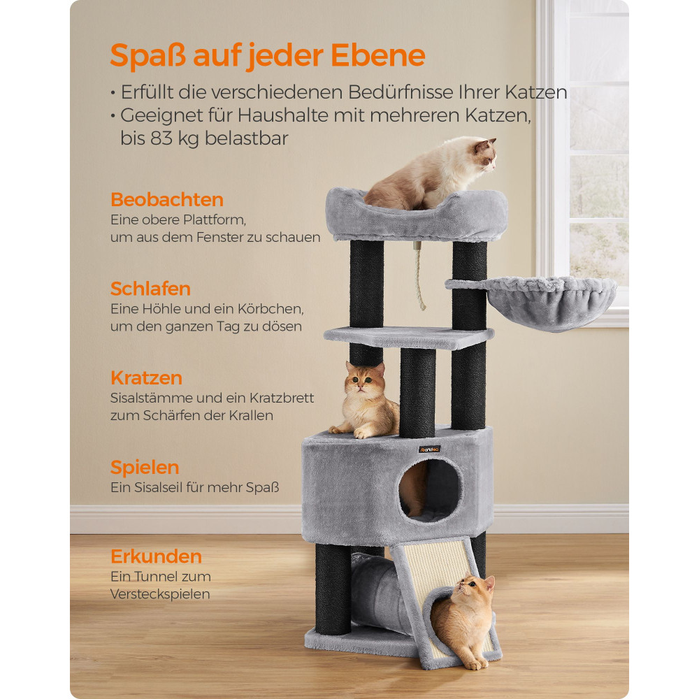 Produktbild för Cat Tree Grey 50x50x141cm