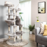 Produktbild för Cat Tree Grey, Shallow 50x50x164cm