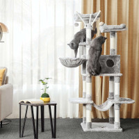 Produktbild för Cat Tree Grey, Shallow 50x50x164cm
