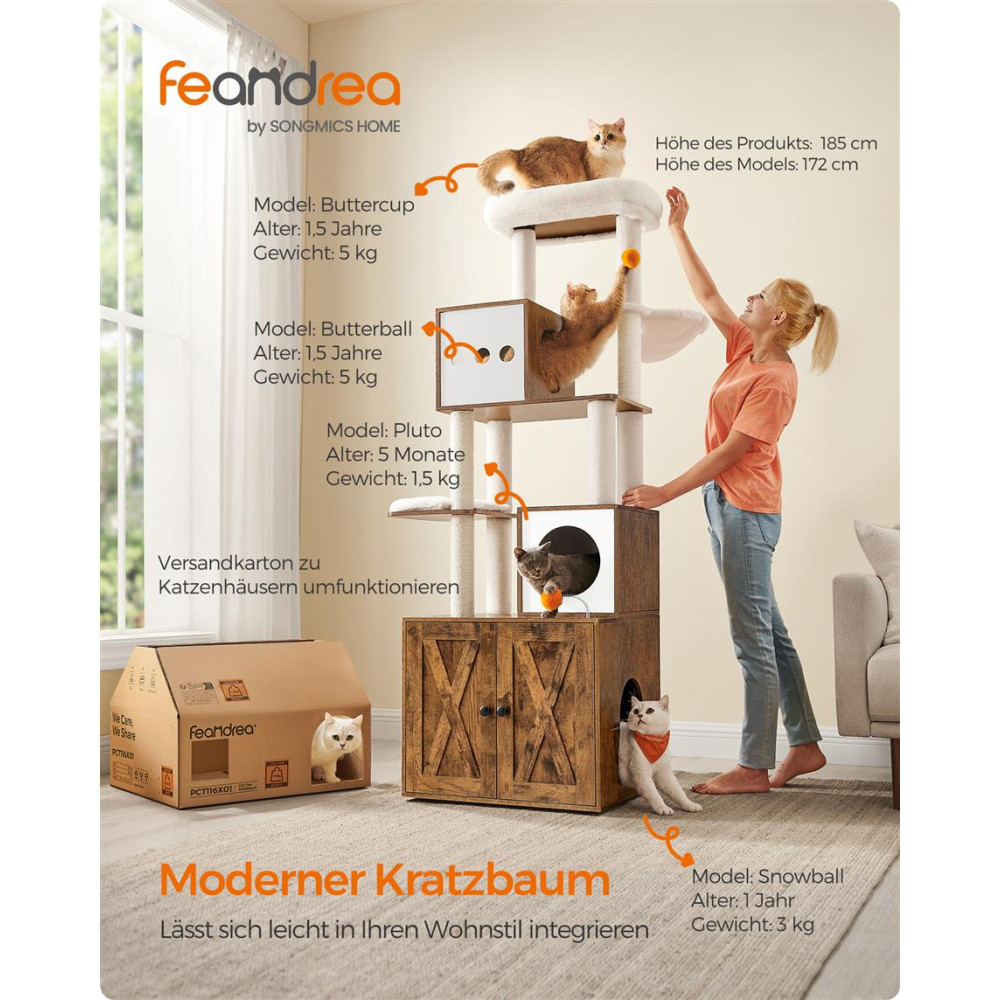 Produktbild för Cat Tree Yellowish Brown 60x52x183cm