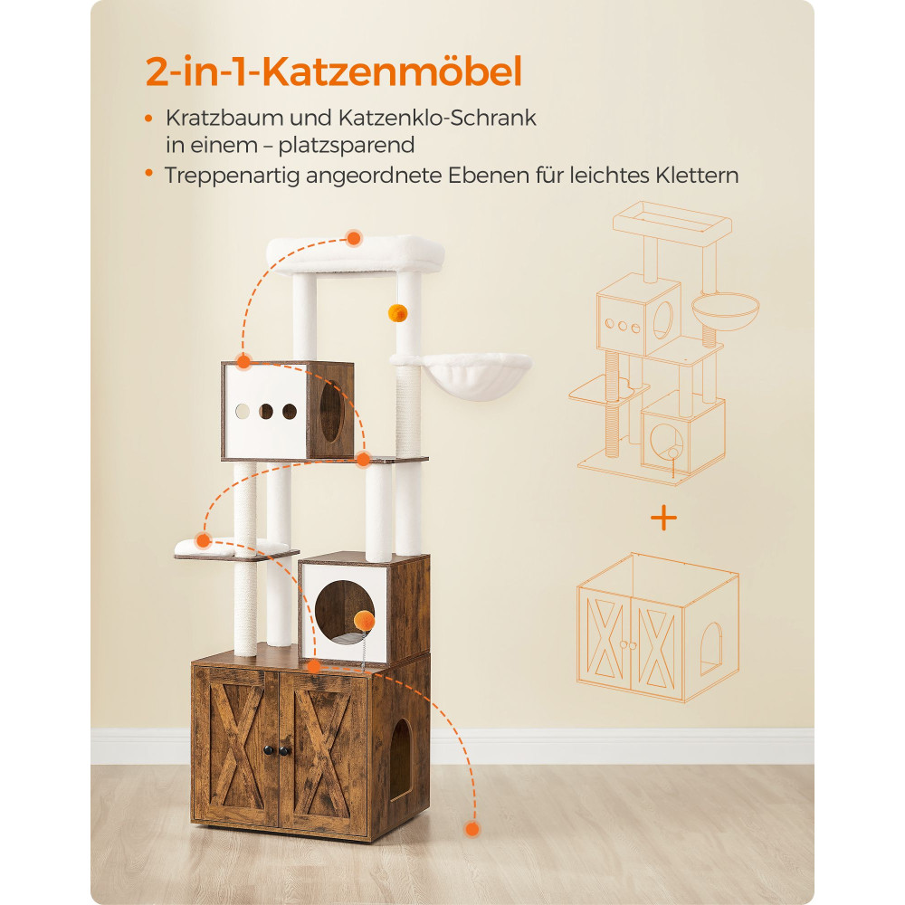 Produktbild för Cat Tree Yellowish Brown 60x52x183cm