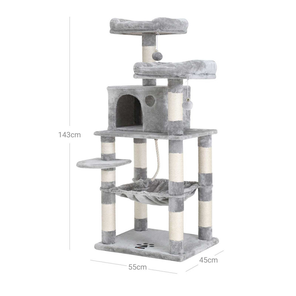 Produktbild för Cat Tree Grey 143x55x45cm