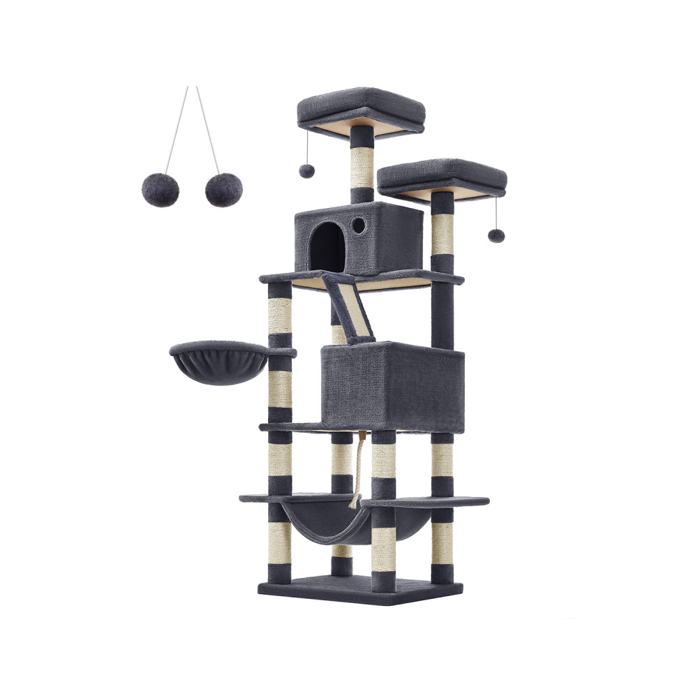 Produktbild för Cat Tree Grey 55x45x165cm