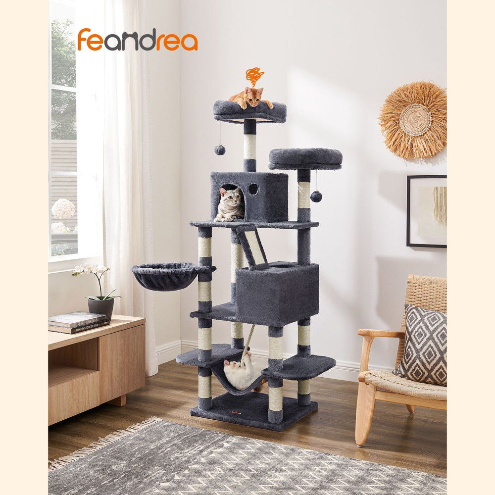 Produktbild för Cat Tree Grey 55x45x165cm