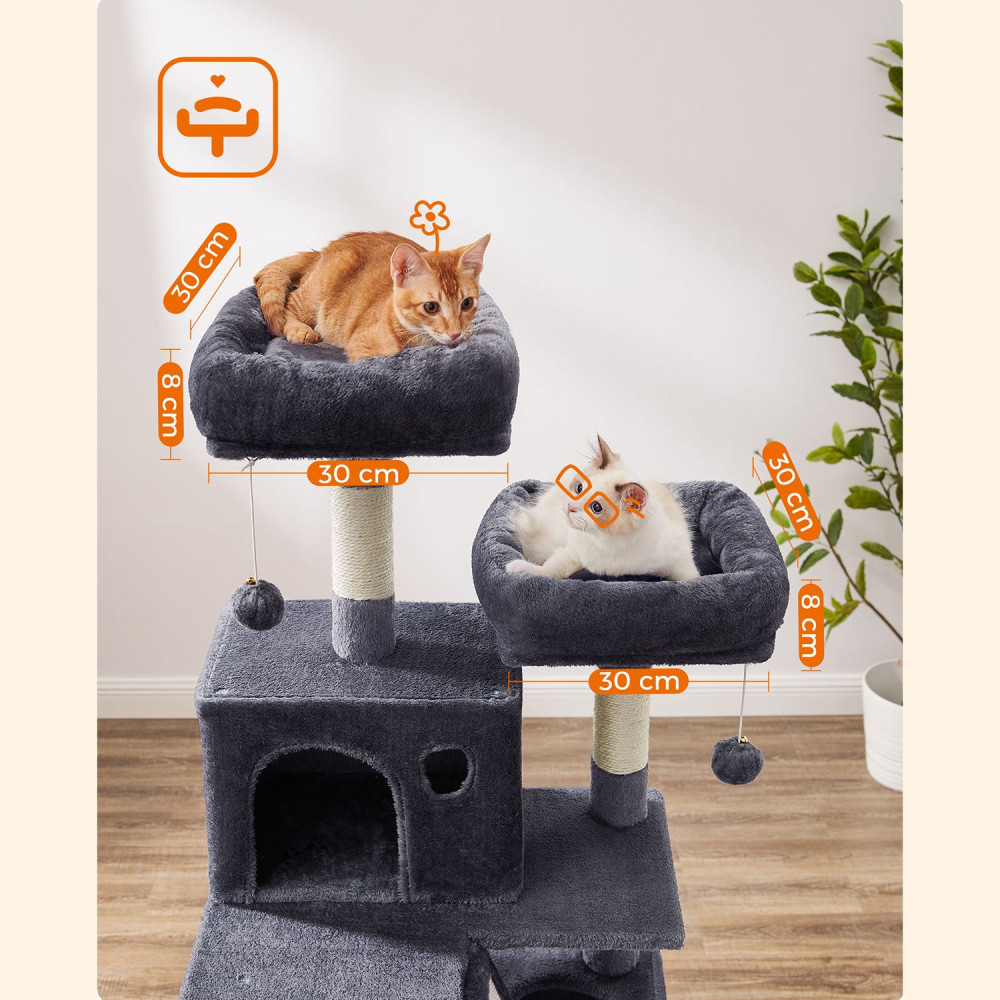 Produktbild för Cat Tree Grey 55x45x165cm