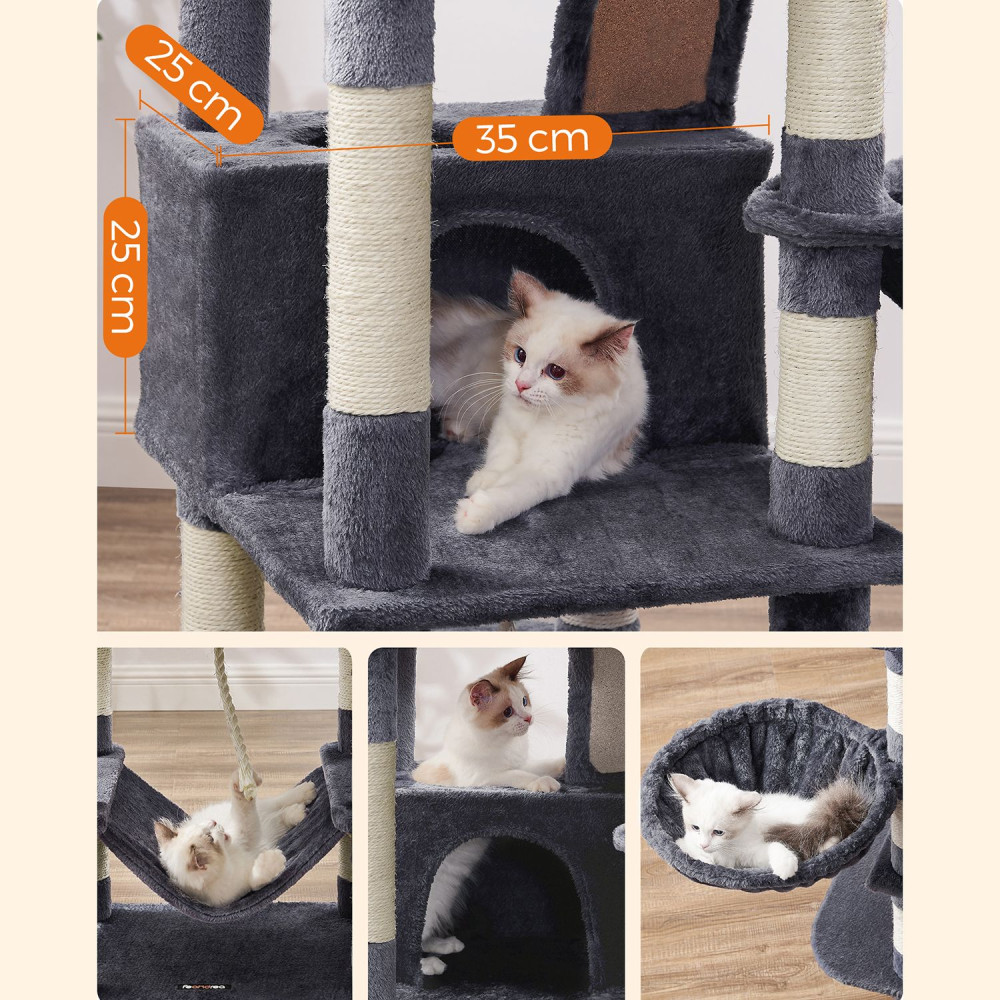Produktbild för Cat Tree Grey 55x45x165cm