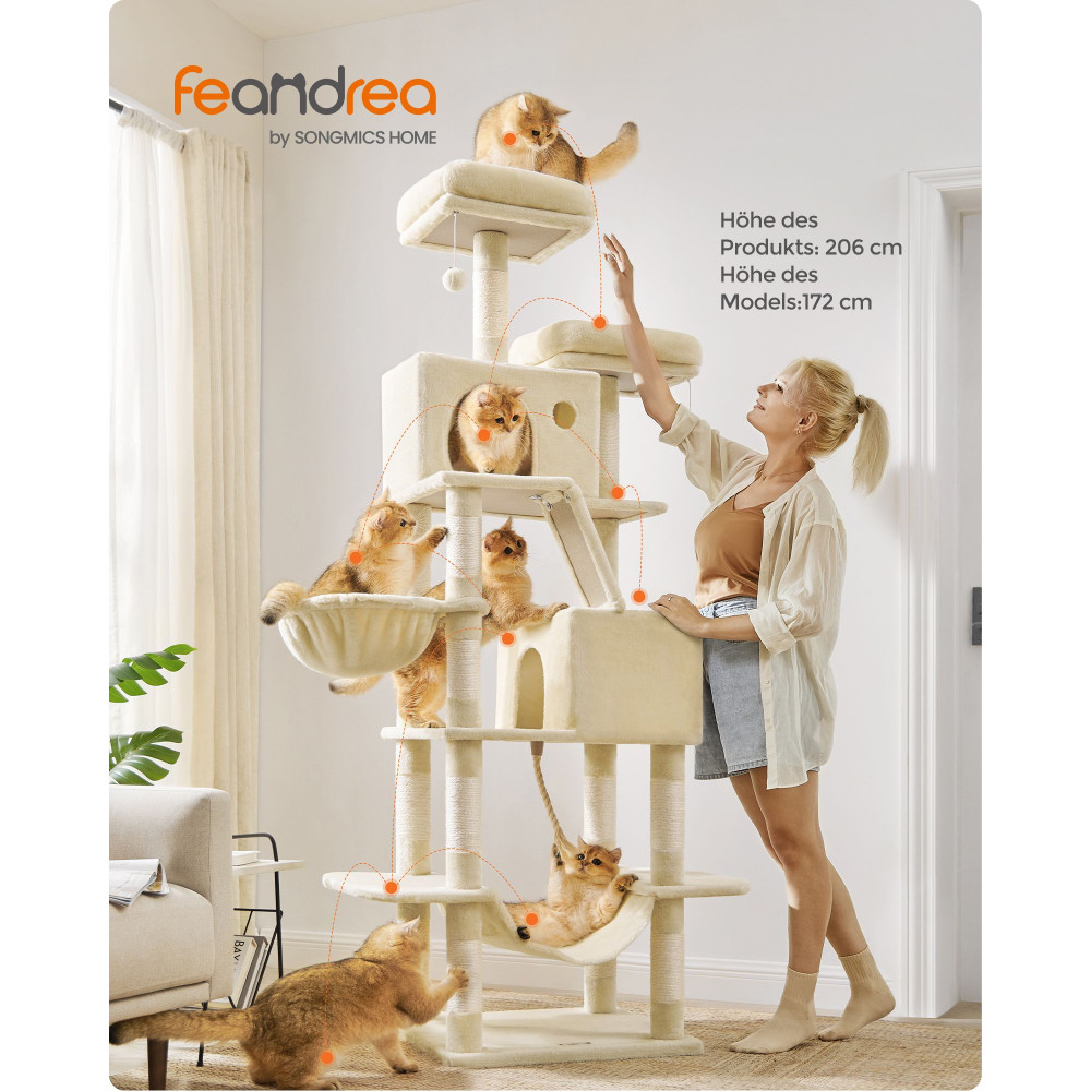 Produktbild för Cat Tree Milky Coffee Color 60x50x206cm