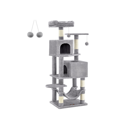 FEANDREA Cat Tree Light Grey 49×40×150cm