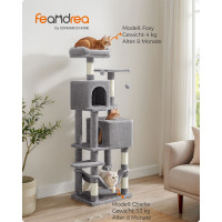 Produktbild för Cat Tree Light Grey 49×40×150cm