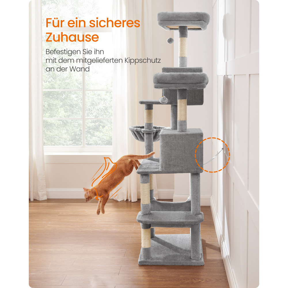 Produktbild för Cat Tree Grey 110x67x196cm
